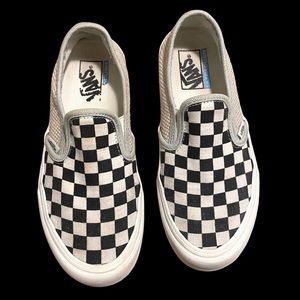 VANS Black and White Canvas Slip Ons